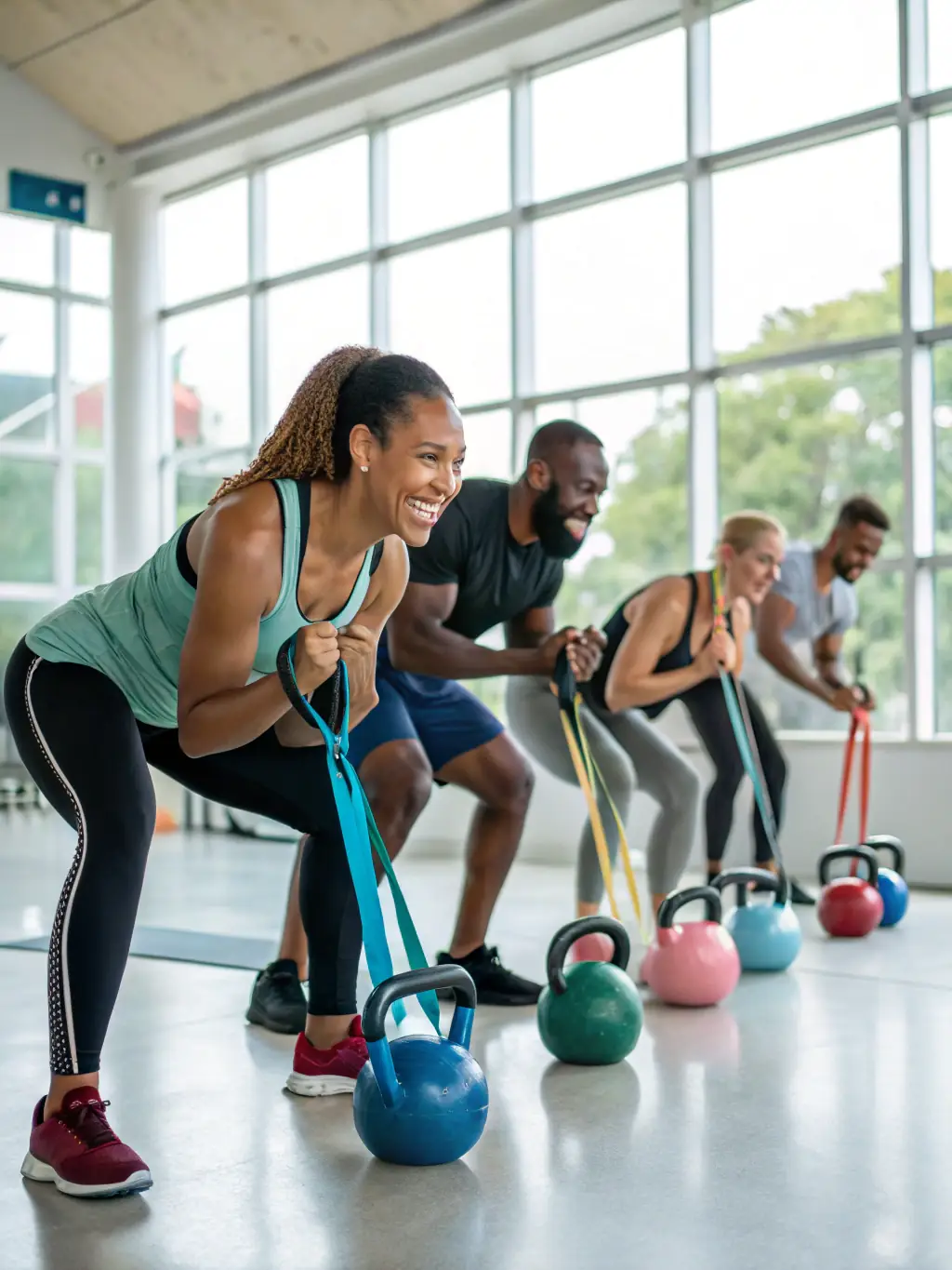 A motivating image of a Les Mills Bodypump class, showcasing participants lifting weights in unison, emphasizing the strength training and muscle toning benefits of the workout.